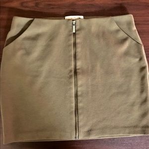 Michael Kors Olive Green Zip Front Mini Skirt